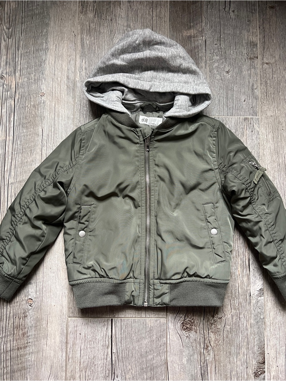 H&M Kids Olive Green Jacket with Gray Hood
